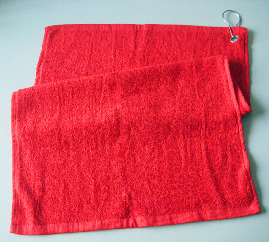 100% Cotton Golf Towel in Red Color with Hook as Yt-1313