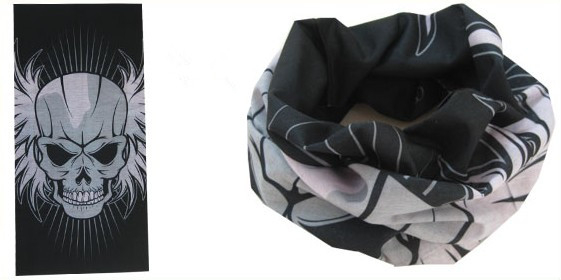 Skull design tube scarf, tubular bandana, neck warmer