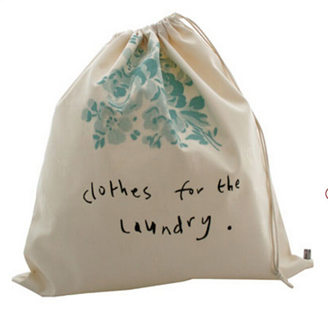 Logo Printed Cotton Drawstring Bag