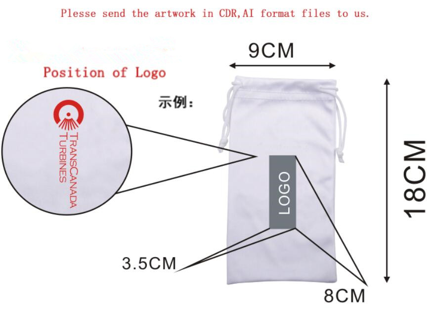 Microfiber collection drawstring bag with logo printed for your promotion